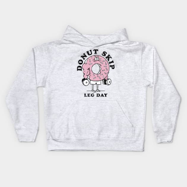 DONUT SKIP LEG DAY Kids Hoodie by huebucket